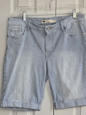 Levi's Light Blue & White Striped Bermuda Shorts